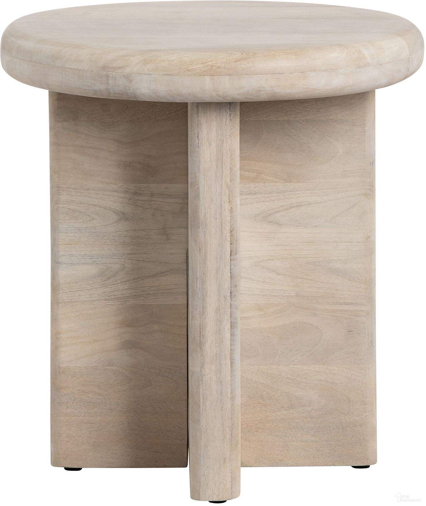 The appearance of Round Accent/End Table In Tan designed by Crestview Collection in the transitional interior design. This tan piece of furniture  was selected by 1StopBedrooms from  to add a touch of cosiness and style into your home. Sku: CVFNR4623. Material: Solid Wood.