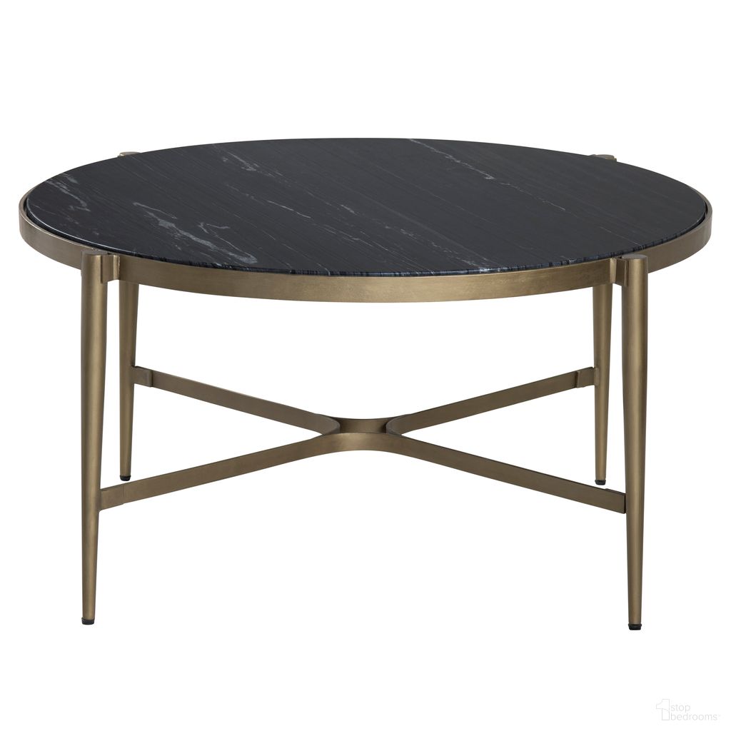 The appearance of Round Cocktail/Coffee Table In Black and Gold designed by Crestview Collection in the modern / contemporary interior design. This black/gold piece of furniture was selected by 1StopBedrooms from to add a touch of cosiness and style into your home. Sku: CVFNR4528. Material: Marble.