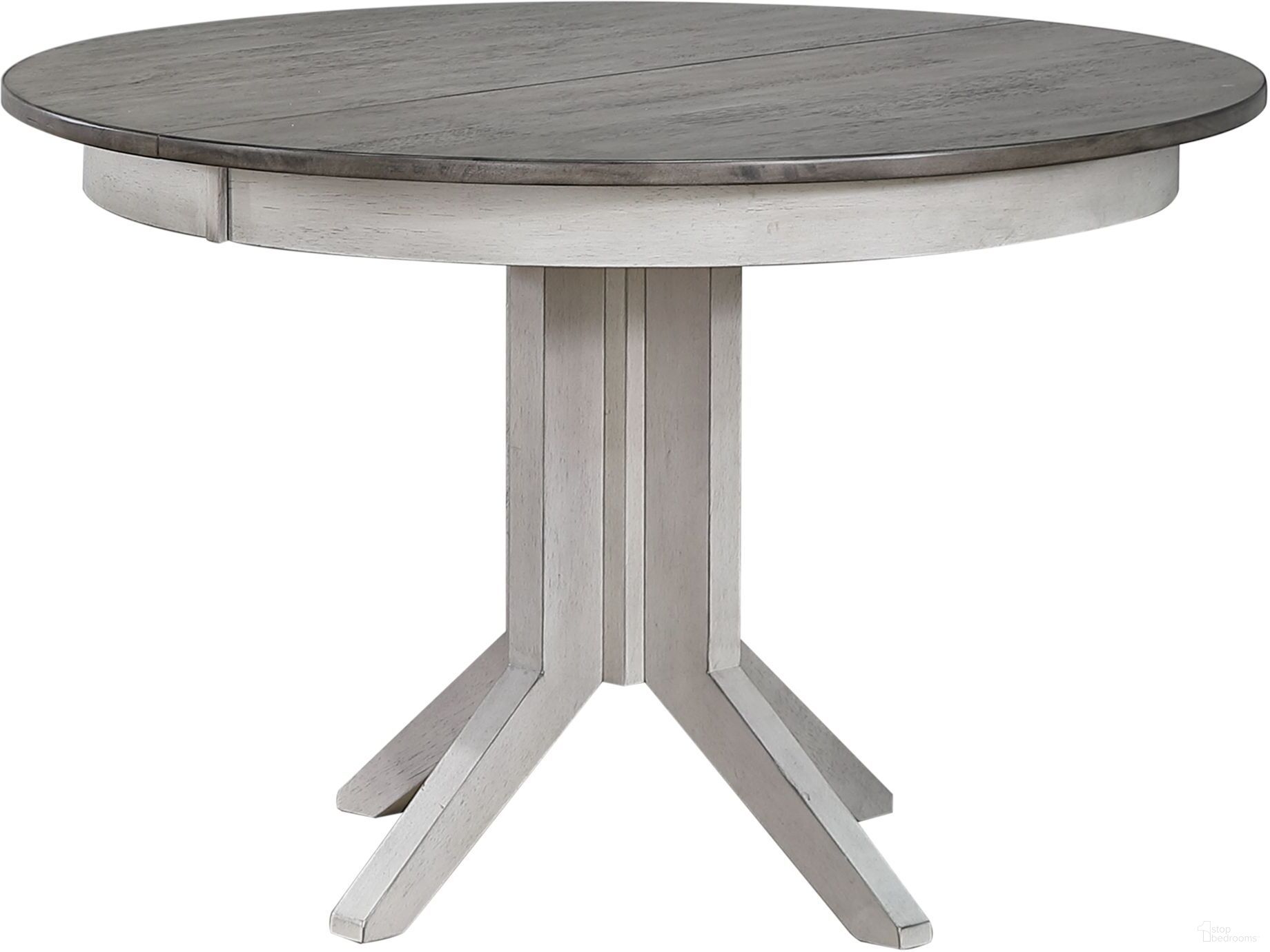 The appearance of Round Contemporary Dining Table In Ash and Stormy White designed by Iconic Furniture in the transitional interior design. This ash and stormy white piece of furniture  was selected by 1StopBedrooms from Ash & Stormy White Collection to add a touch of cosiness and style into your home. Sku: RD45-CON-ASH-STW. Table Base Style: Pedestal. Table Top Shape: Round. Material: Rubberwood. Size: 63" x 45".