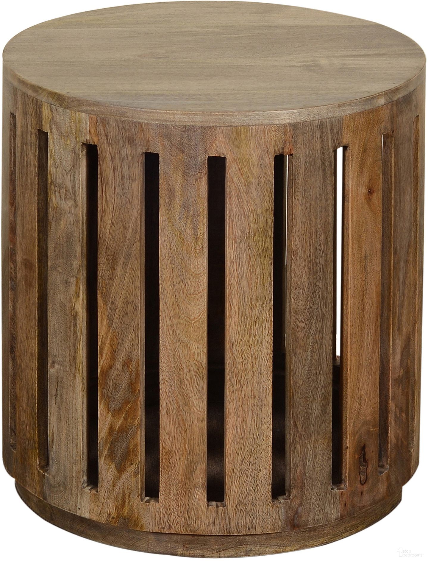 Round Mango Accent Table In Brown