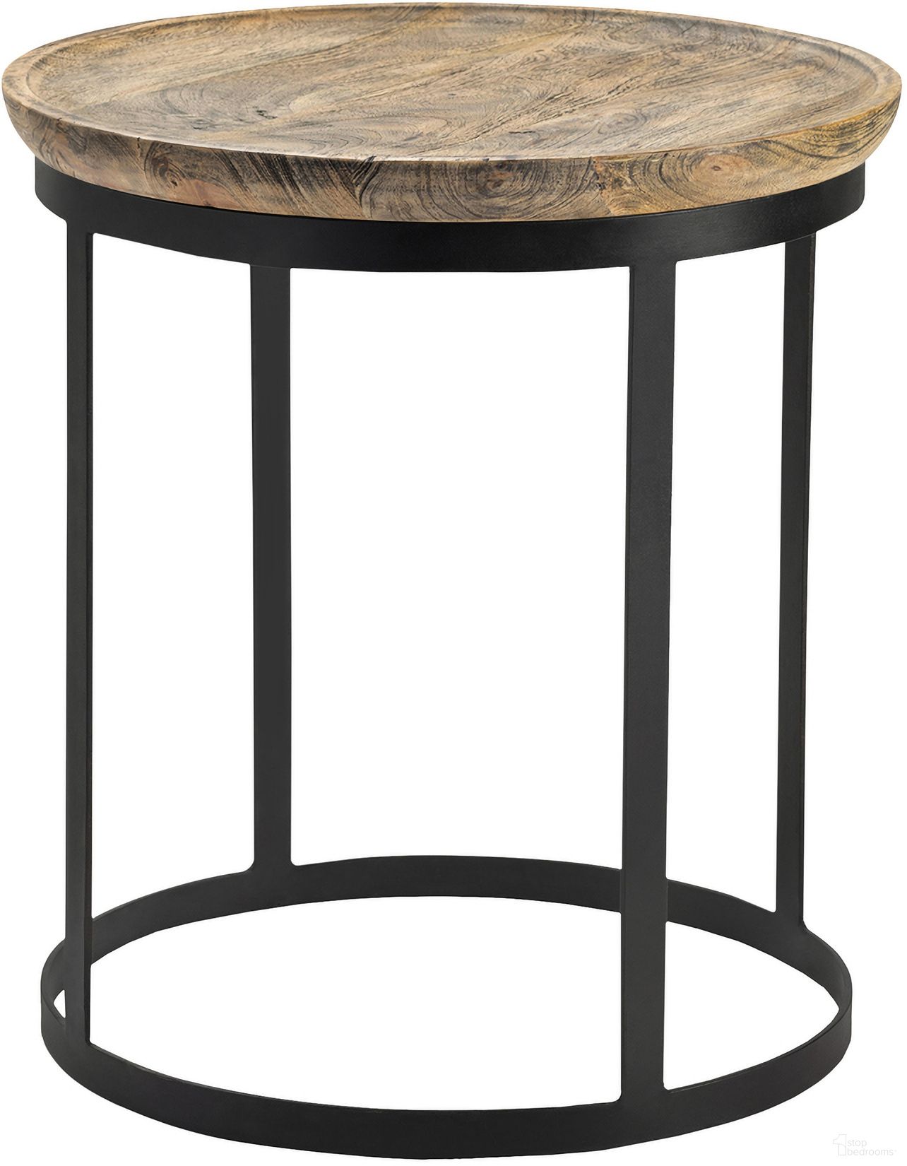 The appearance of Round Mango and Iron End Table In Black and Brown designed by Crestview Collection in the rustic / southwestern interior design. This black/brown piece of furniture  was selected by 1StopBedrooms from  to add a touch of cosiness and style into your home. Sku: CVFNR465. Material: Solid Wood.