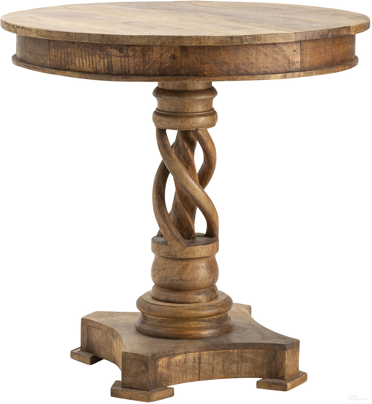 Round Mango Wood Accent Table In Brown