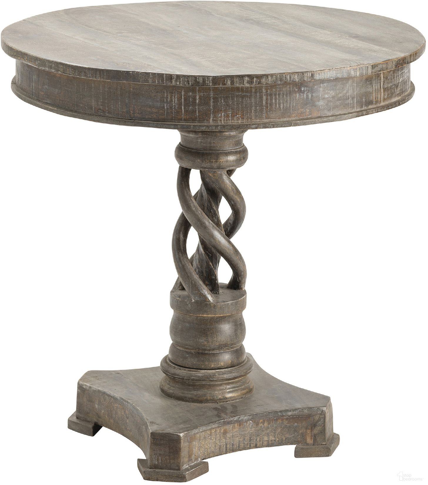 Round Mango Wood Accent Table In Gray