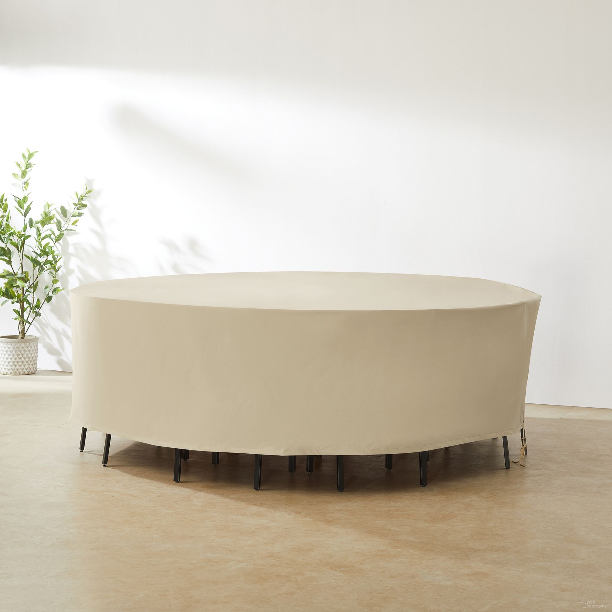 Round Outdoor Furniture Cover for Patio Set In Tan by Crosley Brands