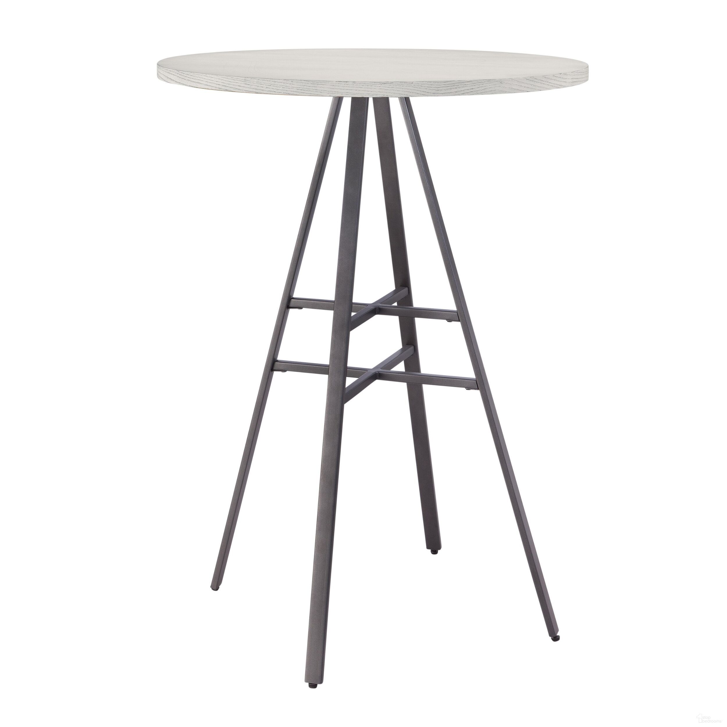 The appearance of Stockton Round Pub Table with White Oak Top In Slate Grey designed by American Woodcrafters in the transitional interior design. This grey/white piece of furniture was selected by 1StopBedrooms from Stockton Collection to add a touch of cosiness and style into your home. Sku: P1-131. Table Top Shape: Round. Material: Metal.