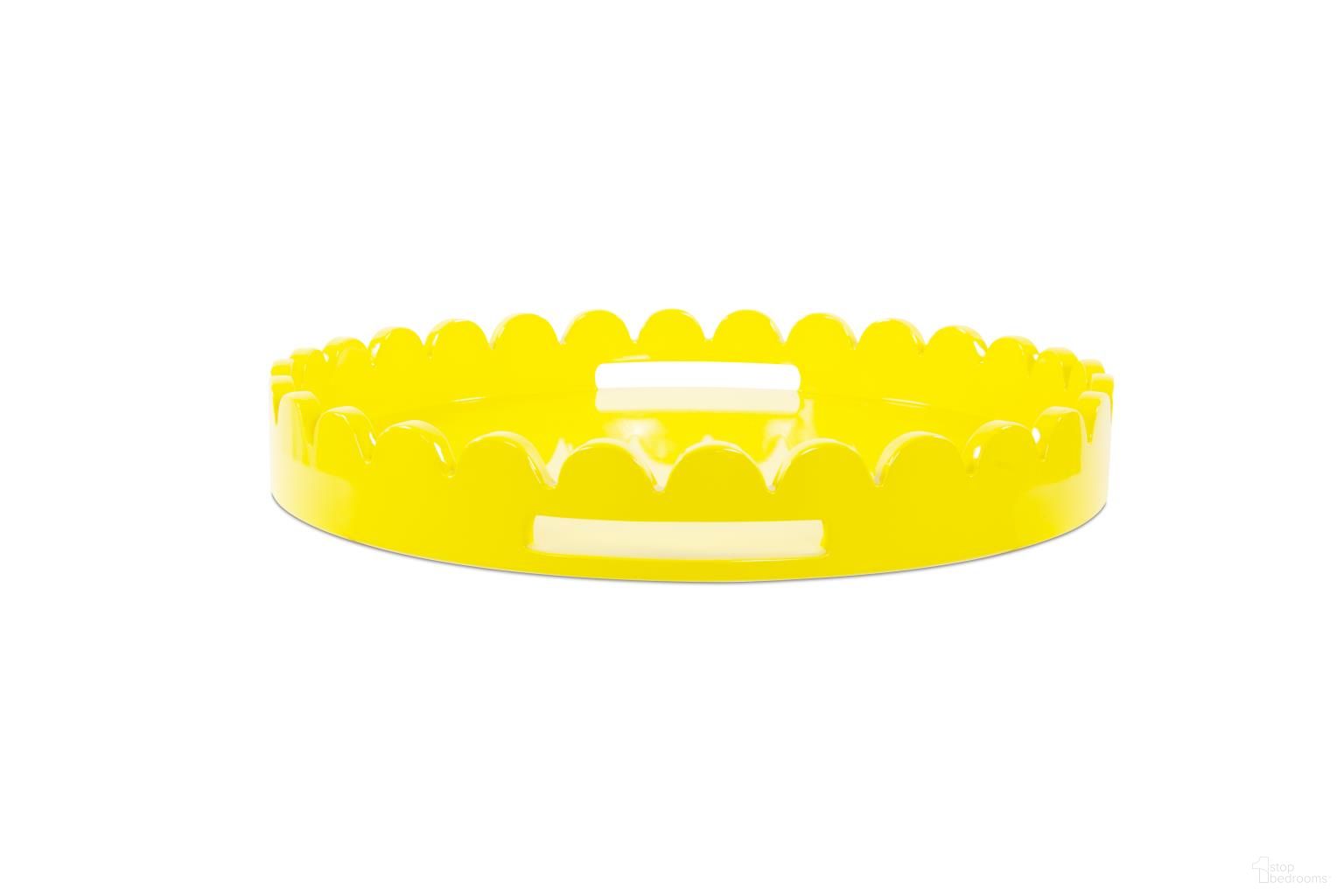 Round Scalloped Riviera Tray In Glossy Yellow
