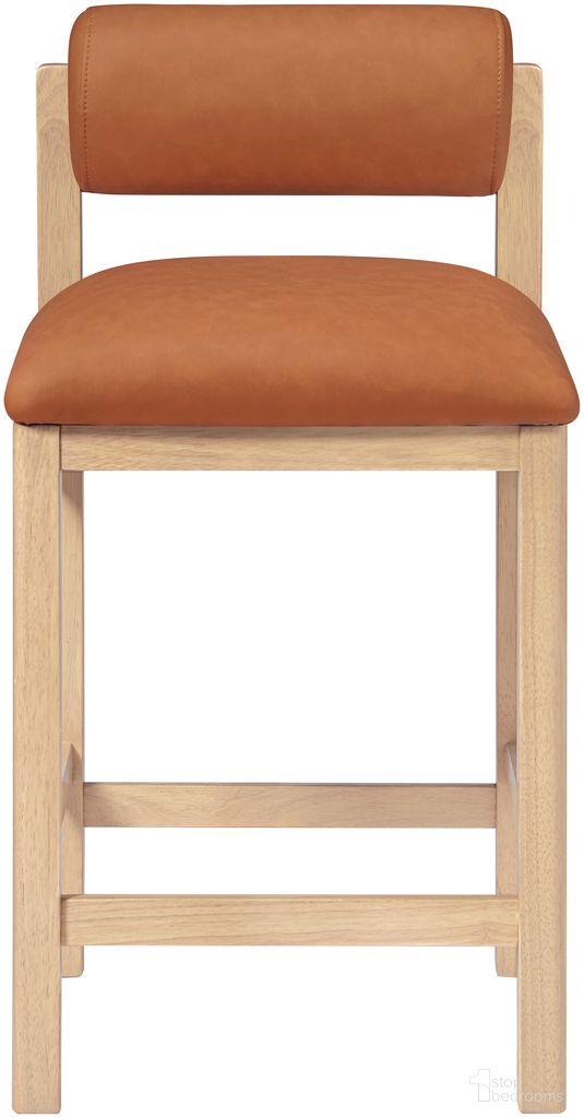 The appearance of Roundhill Vegan Leather Upholstered Counter Stool In Cognac and Stained Natural designed by Meridian in the modern / contemporary interior design. This cognac/stained natural piece of furniture was selected by 1StopBedrooms from Roundhill Collection to add a touch of cosiness and style into your home. Sku: 11087Cognac-C. Material: Vegan Leather.