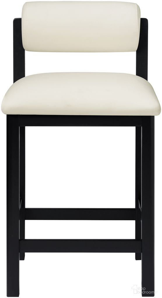 The appearance of Roundhill Vegan Leather Upholstered Counter Stool In Cream and Stained Black designed by Meridian in the modern / contemporary interior design. This cream/stained black piece of furniture was selected by 1StopBedrooms from Roundhill Collection to add a touch of cosiness and style into your home. Sku: 11089Cream-C. Material: Vegan Leather.