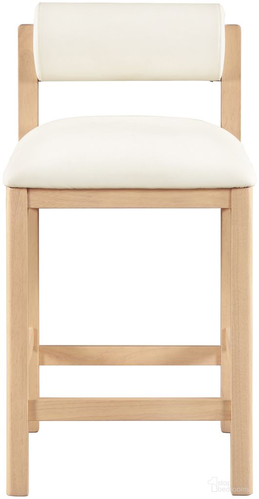 The appearance of Roundhill Vegan Leather Upholstered Counter Stool In Cream and Stained Natural designed by Meridian in the modern / contemporary interior design. This cream/stained natural piece of furniture  was selected by 1StopBedrooms from Roundhill Collection to add a touch of cosiness and style into your home. Sku: 11087Cream-C. Material: Vegan Leather.