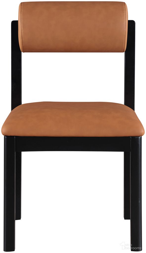 The appearance of Roundhill Vegan Leather Upholstered Dining Chair Set of 2 In Cognac and Stained Black designed by Meridian in the modern / contemporary interior design. This cognac/stained black piece of furniture was selected by 1StopBedrooms from Roundhill Collection to add a touch of cosiness and style into your home. Sku: 11054Cognac-C. Material: Vegan Leather. Chair Type: Side Chair.