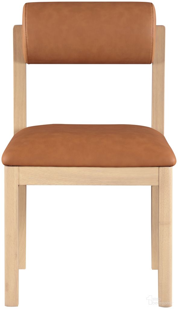 The appearance of Roundhill Vegan Leather Upholstered Dining Chair Set of 2 In Cognac and Stained Natural designed by Meridian in the modern / contemporary interior design. This cognac/stained natural piece of furniture was selected by 1StopBedrooms from Roundhill Collection to add a touch of cosiness and style into your home. Sku: 11052Cognac-C. Material: Vegan Leather. Chair Type: Side Chair.