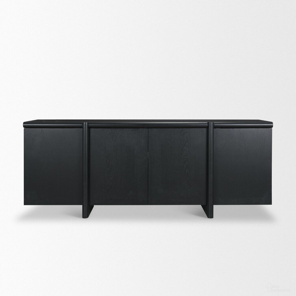 The appearance of Rowan 4-Door Closed Sideboard In Black Oak designed by Mercana in the nautical & coastal interior design. This black oak piece of furniture was selected by 1StopBedrooms from Rowan Collection to add a touch of cosiness and style into your home. Sku: 71207. Material: Oak Veneer.