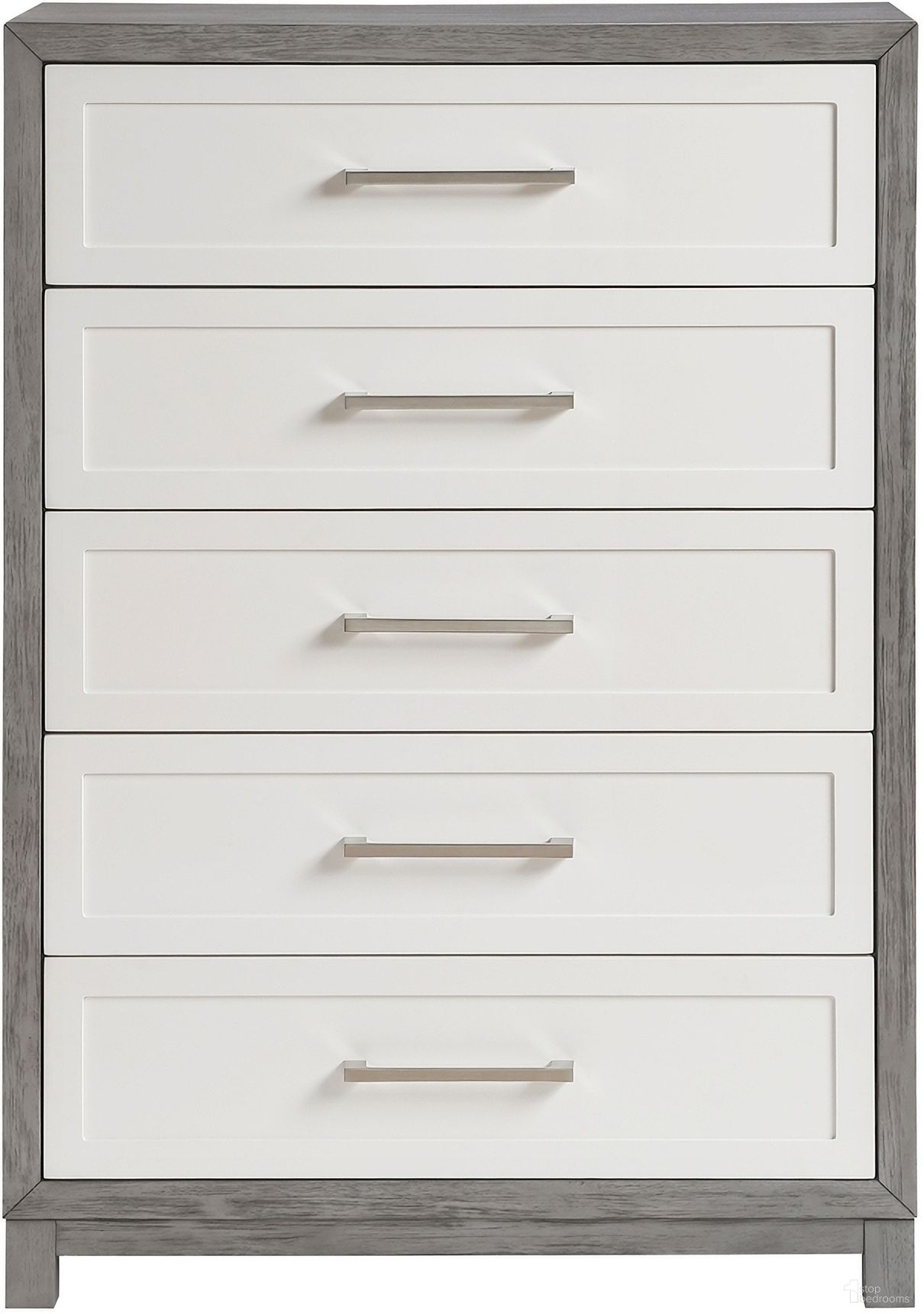 The appearance of Rowan Chest In Gray and Ivory designed by Homelegance in the modern / contemporary interior design. This gray and ivory piece of furniture was selected by 1StopBedrooms from Rowan Collection to add a touch of cosiness and style into your home. Sku: 1366-9. Material: Veneer.