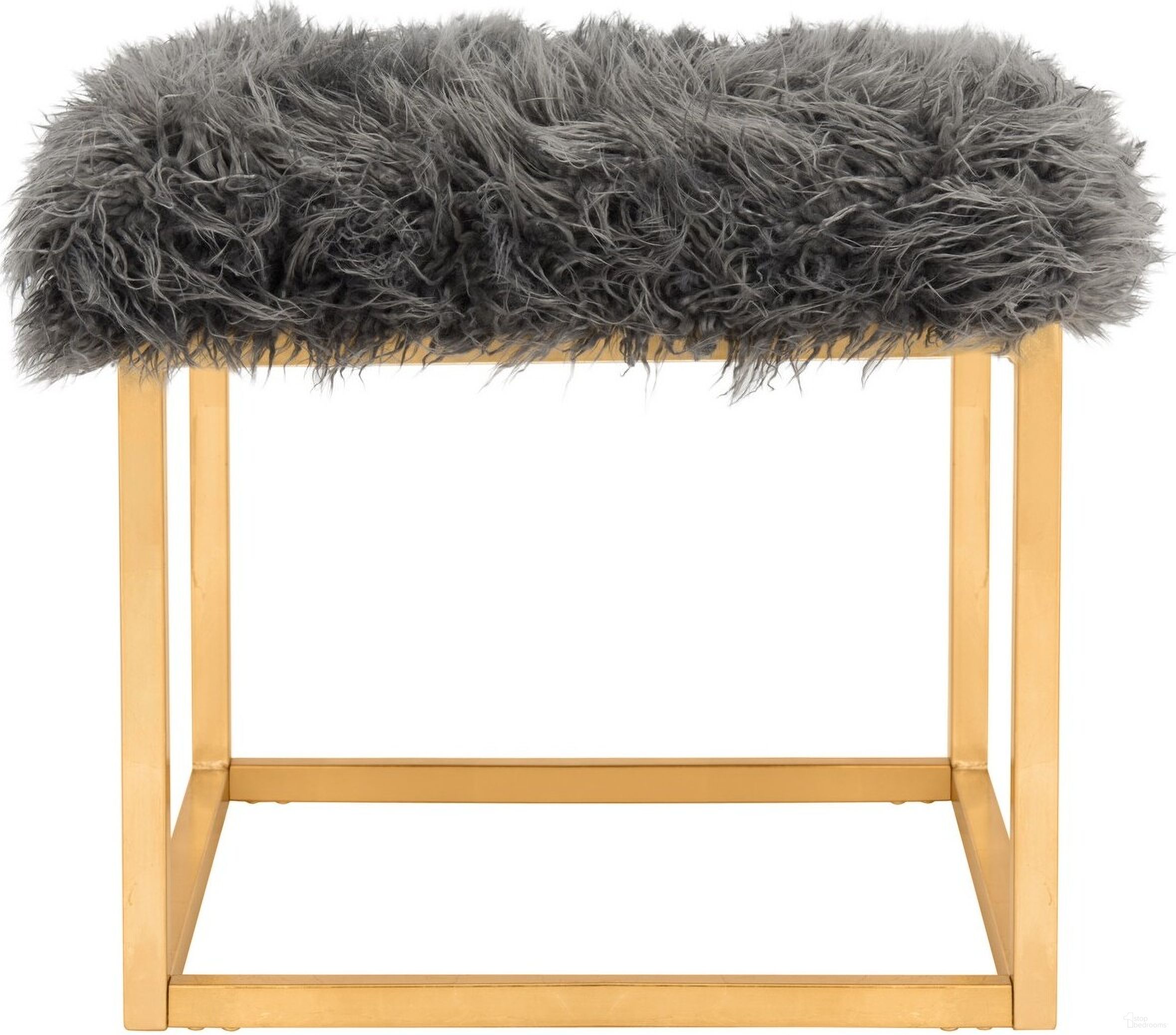 The appearance of Rowan Contemporary Glam Faux Sheepkin Square Ottoman in Grey and Gold designed by Safavieh in the modern / contemporary interior design. This grey and gold piece of furniture was selected by 1StopBedrooms from Rowan Collection to add a touch of cosiness and style into your home. Sku: FOX6288B. Material: Metal.