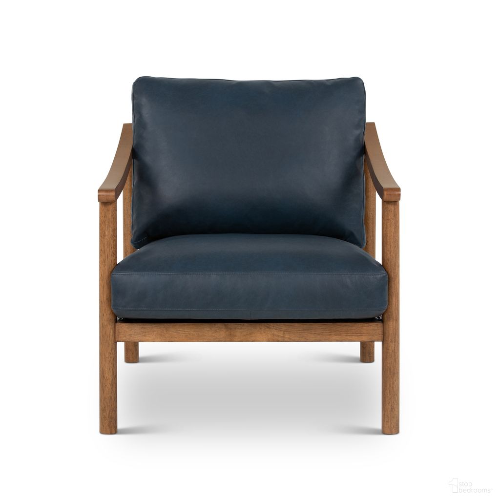 The appearance of Rowan Leather Accent Chair In Oxford Blue designed by Urbia in the modern / contemporary interior design. This oxford blue piece of furniture was selected by 1StopBedrooms from Metro Collection to add a touch of cosiness and style into your home. Sku: VC-1464-C-DROXBLU. Material: Genuine Leather.