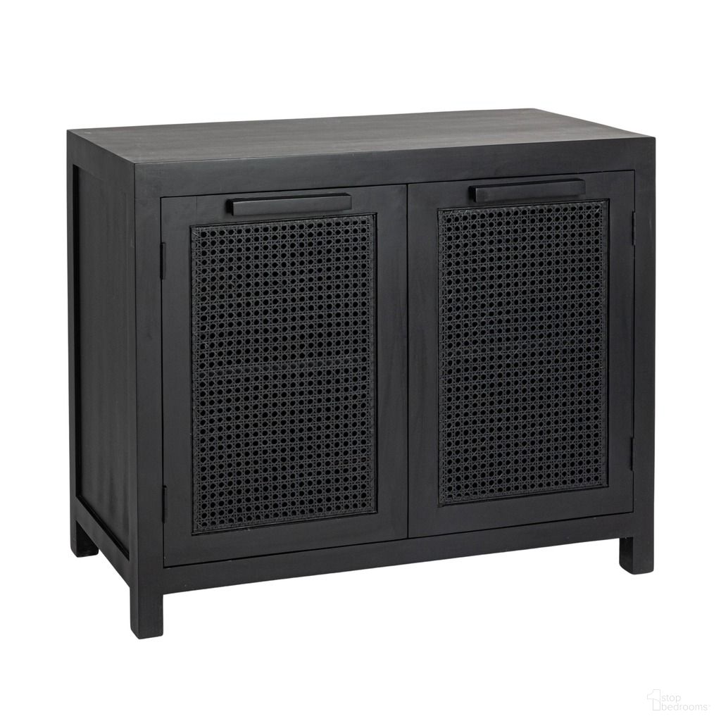 The appearance of Rowan Mango Wood and Cane 2-Door Accent Cabinet In Black designed by Rowena Interiors in the traditional interior design. This black piece of furniture  was selected by 1StopBedrooms from Rowan Collection to add a touch of cosiness and style into your home. Sku: EC1818. Material: Mango Wood.