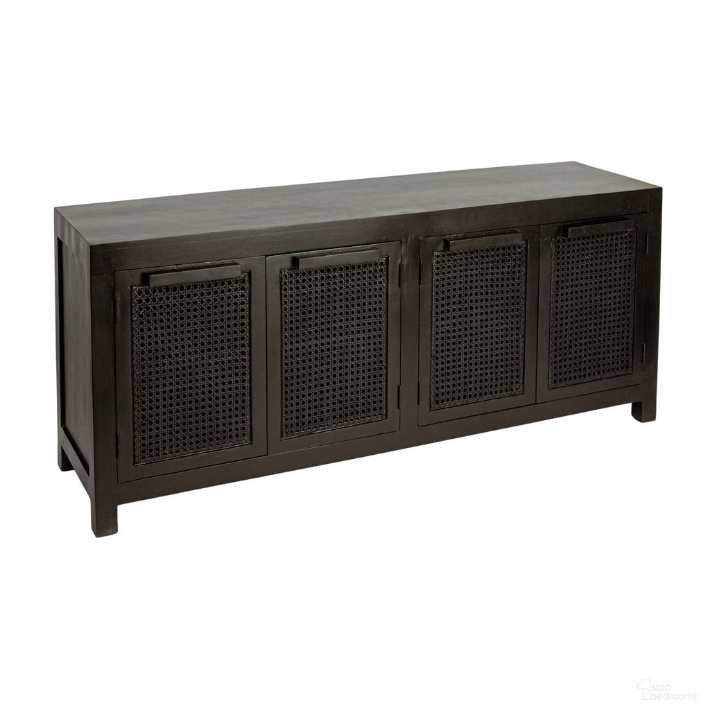 The appearance of Rowan Mango Wood and Cane 4-Door Sideboard Cabinet In Black designed by Rowena Interiors in the modern / contemporary interior design. This black piece of furniture  was selected by 1StopBedrooms from Rowan Collection to add a touch of cosiness and style into your home. Sku: EC1814. Material: Mango Wood.