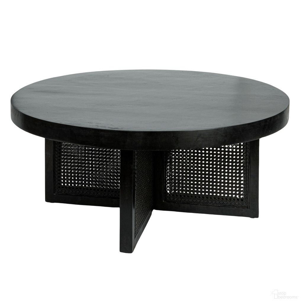 The appearance of Rowan Mango Wood and Cane Round Coffee Table In Black designed by Rowena Interiors in the modern / contemporary interior design. This black piece of furniture  was selected by 1StopBedrooms from Rowan Collection to add a touch of cosiness and style into your home. Sku: EC1825. Material: Mango Wood.