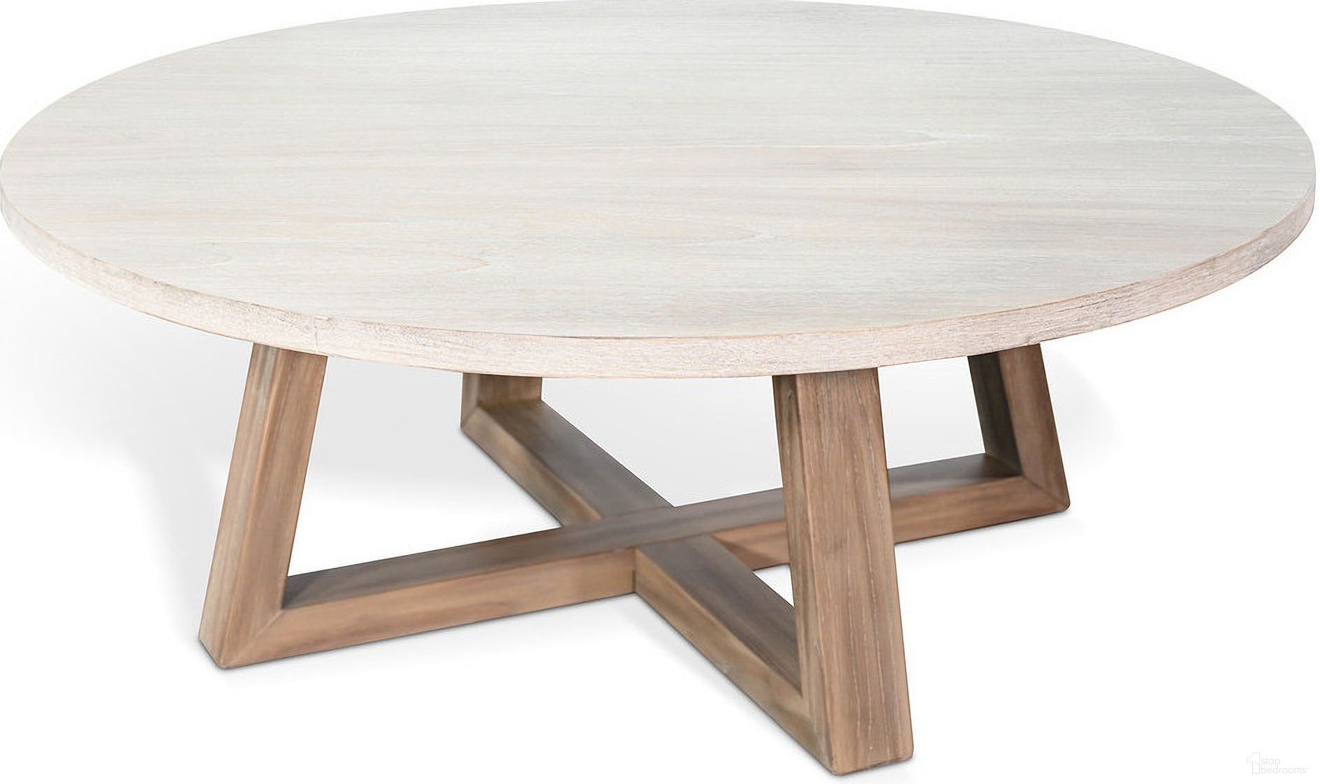 The appearance of Rowan Round Coffee Table In Light Grey and Wheat designed by Sunny Designs in the modern / contemporary interior design. This wheat and grey piece of furniture  was selected by 1StopBedrooms from Rowan Collection to add a touch of cosiness and style into your home. Sku: 3190LW-C. Material: Solid Wood.