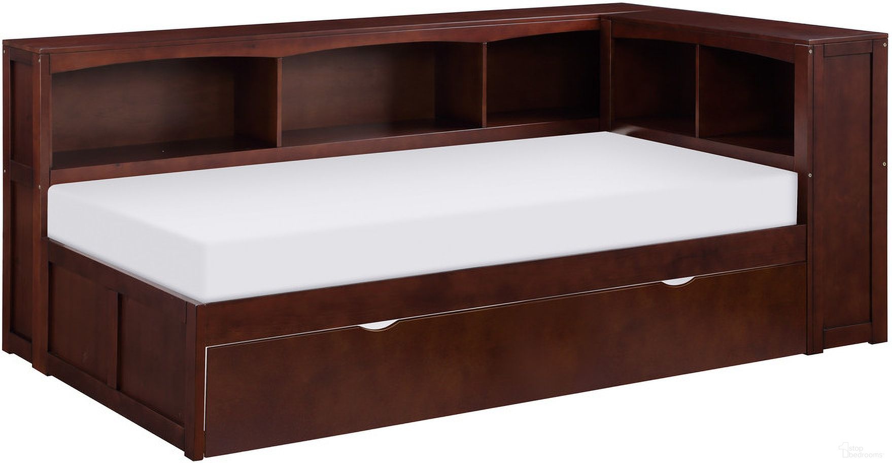 Rowe Twin Bookcase Corner Bed with Twin Trundle In Cherry