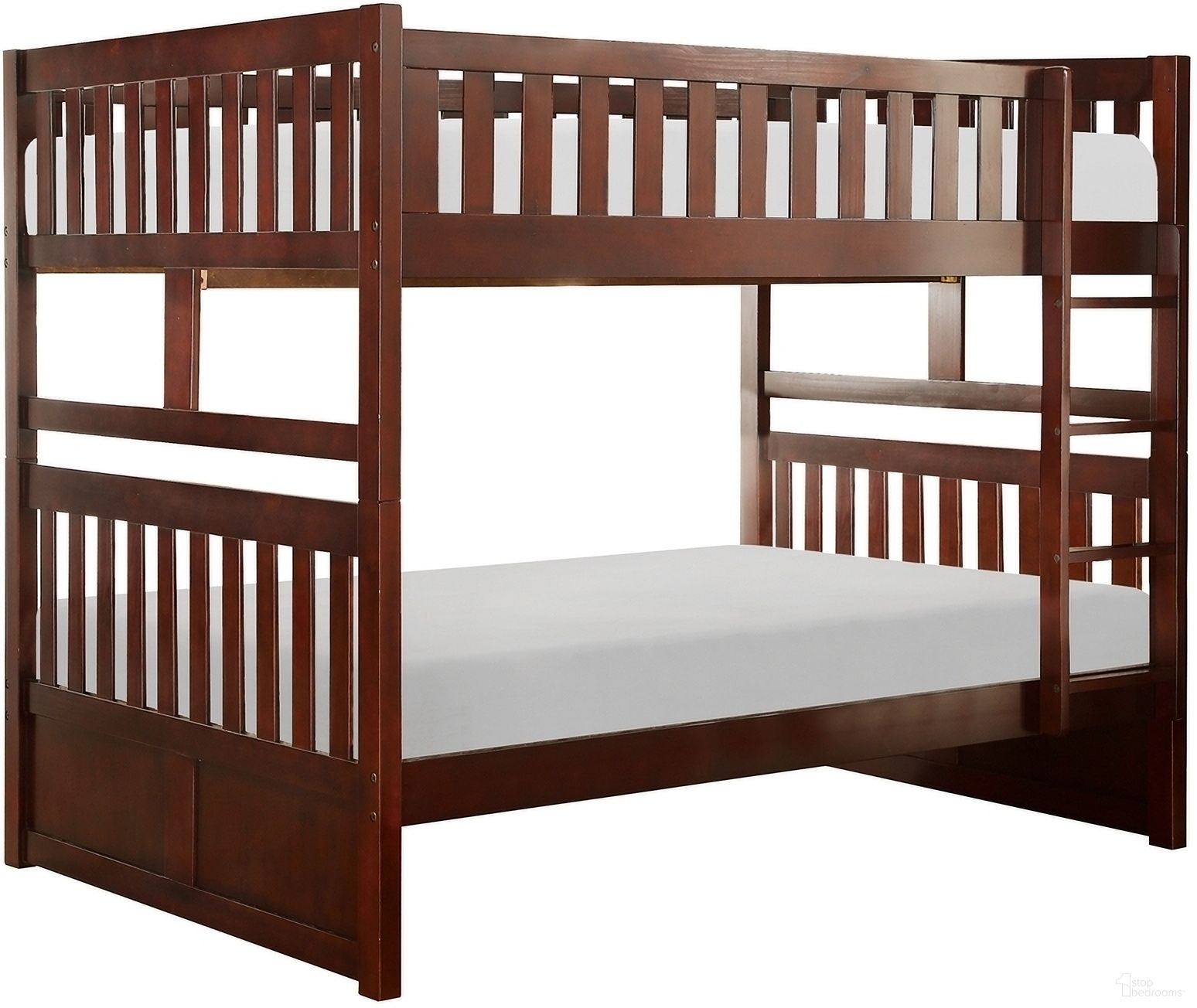 The appearance of Rowe Full Over Full Bunk Bed designed by Homelegance in the modern / contemporary interior design. This brown piece of furniture was selected by 1StopBedrooms from Rowe Collection to add a touch of cosiness and style into your home. Sku: B2013FFDC-1;B2013FFDC-2;B2013FFDC-SL. Bed Type: Bunk Bed. Material: Wood. Bed Size: Full Over Full.