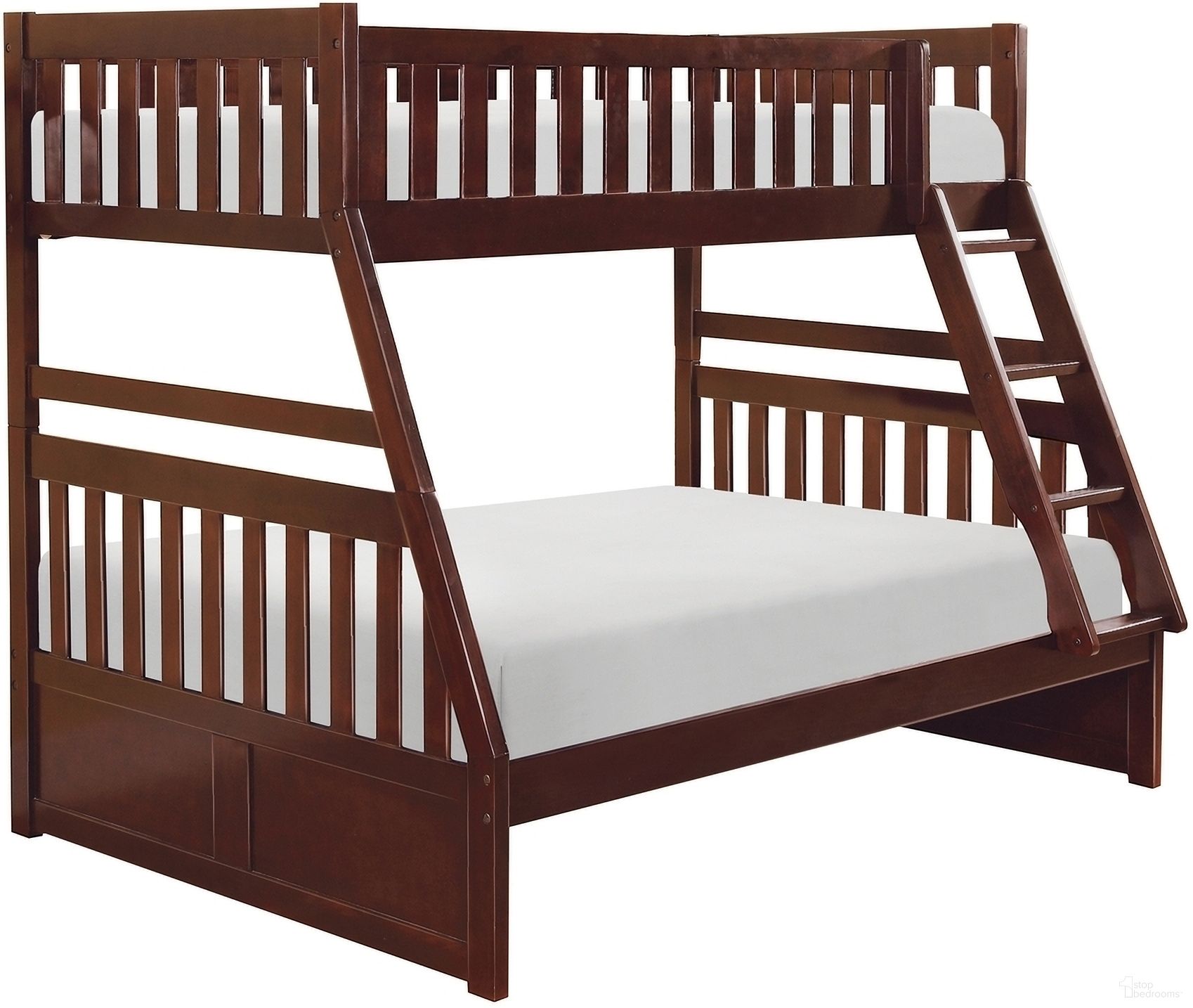 The appearance of Rowe Twin Over Full Bunk Bed designed by Homelegance in the modern / contemporary interior design. This brown piece of furniture was selected by 1StopBedrooms from Rowe Collection to add a touch of cosiness and style into your home. Sku: B2013TFDC-1;B2013TFDC-2;B2013TFDC-SL. Bed Type: Bunk Bed. Material: Wood. Bed Size: Twin Over Full.