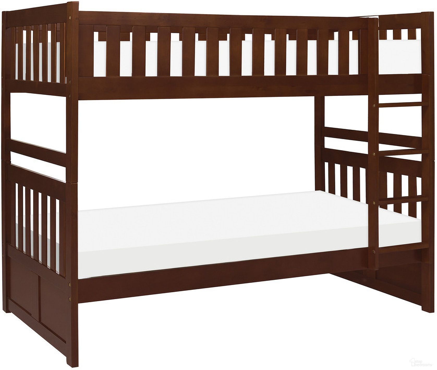 The appearance of Rowe Twin Over Twin Bunk Bed designed by Homelegance in the modern / contemporary interior design. This brown piece of furniture was selected by 1StopBedrooms from Rowe Collection to add a touch of cosiness and style into your home. Sku: B2013DC-1;B2013DC-2;B2013DC-SL. Bed Type: Bunk Bed. Material: Wood. Bed Size: Twin Over Twin.