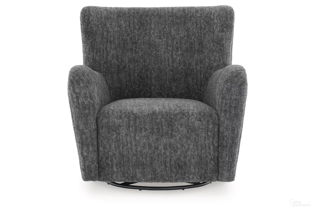 Rowenburg Swivel Glider Accent Chair In Heather Charcoal