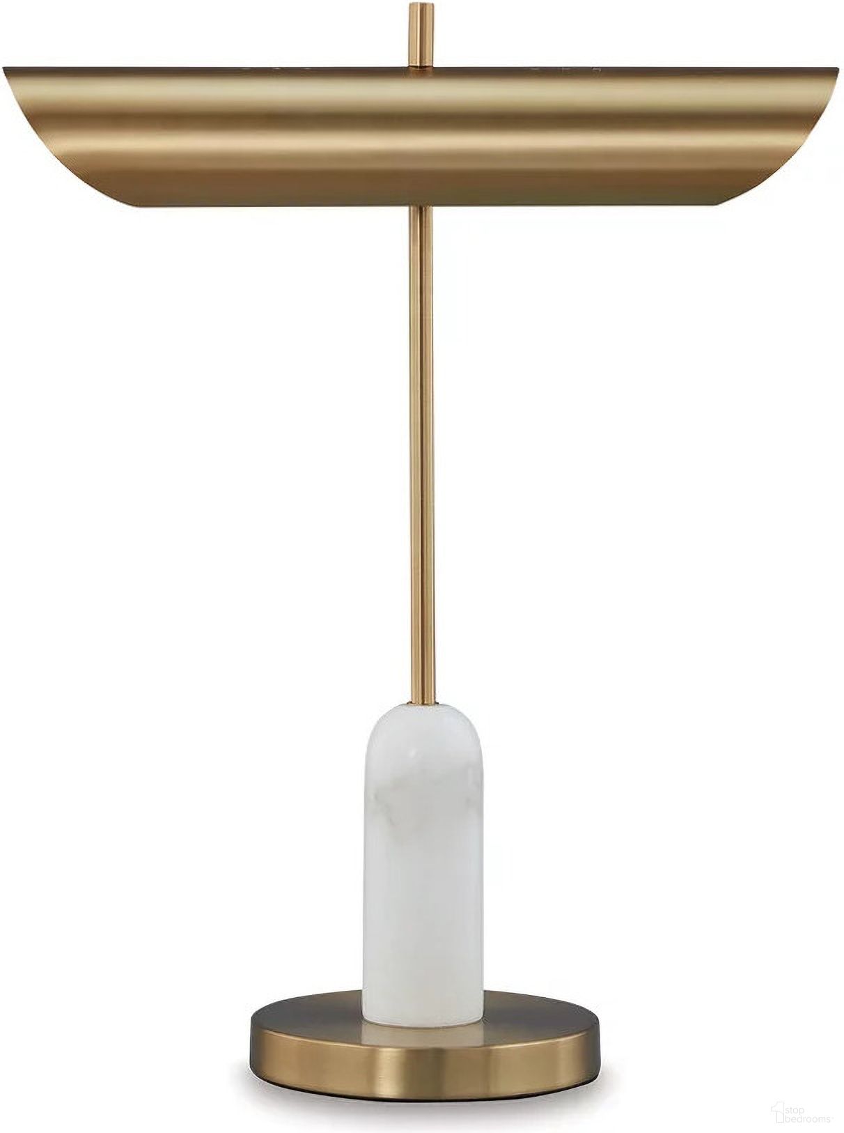 The appearance of Rowleigh Desk Lamp In Gold and White designed by Signature Design by Ashley in the modern / contemporary interior design. This gold and white piece of furniture was selected by 1StopBedrooms from Rowleigh Collection to add a touch of cosiness and style into your home. Sku: L734392. Material: Marble.
