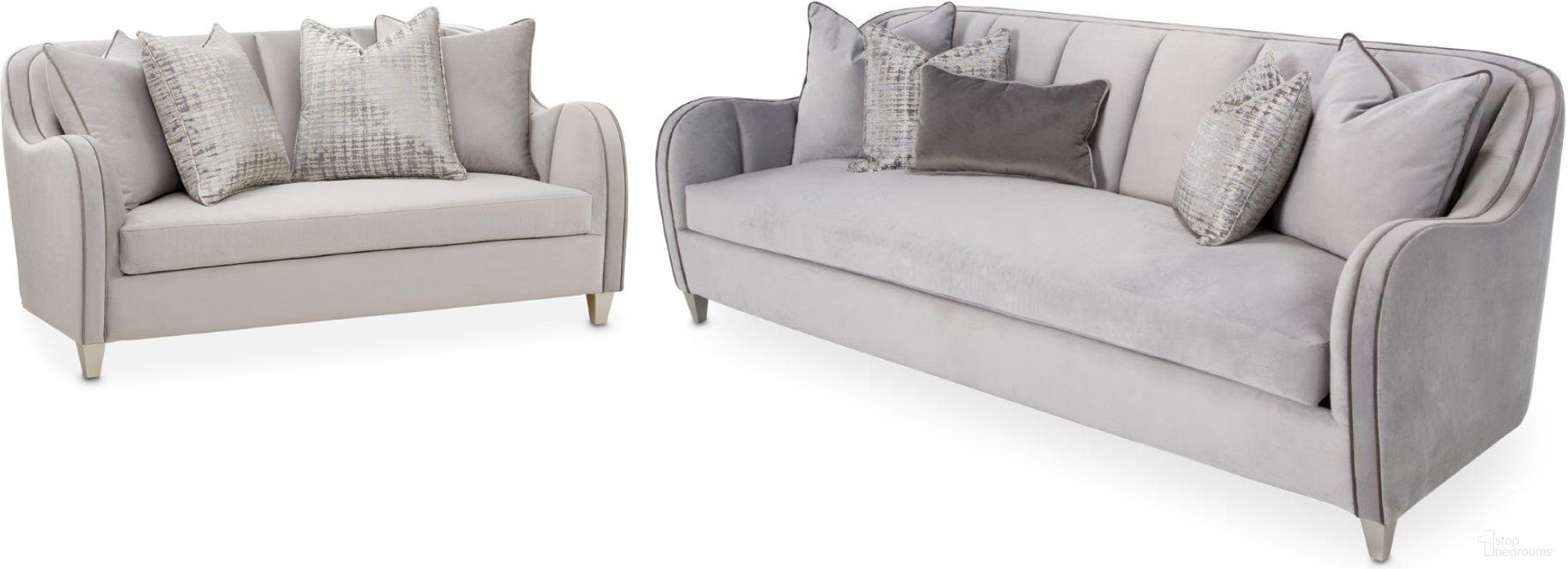The appearance of Roxburry Slate Living Room Set designed by Michael Amini in the transitional interior design. This slate piece of furniture was selected by 1StopBedrooms from Roxburry Collection to add a touch of cosiness and style into your home. Sku: N9006815-STEEL-220;N9006825-STEEL-220. Material: Polyester.