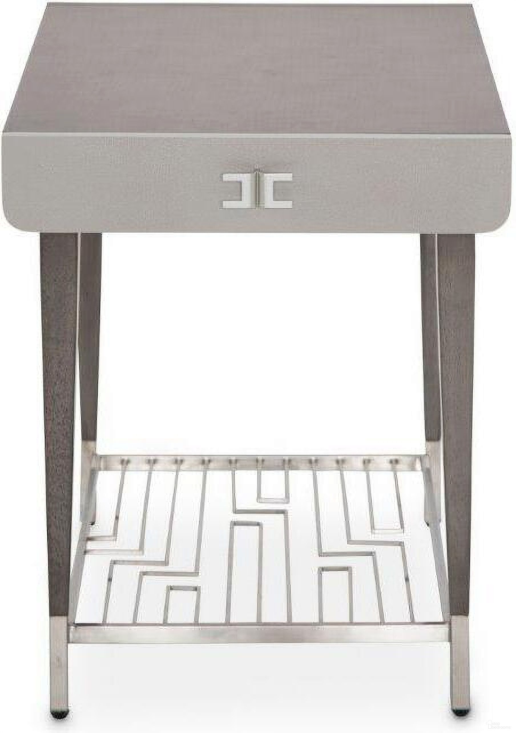 The appearance of Roxbury Park Slate End Table designed by Michael Amini in the traditional interior design. This slate piece of furniture  was selected by 1StopBedrooms from Roxburry Collection to add a touch of cosiness and style into your home. Sku: N9006202-220. Material: Glass.
