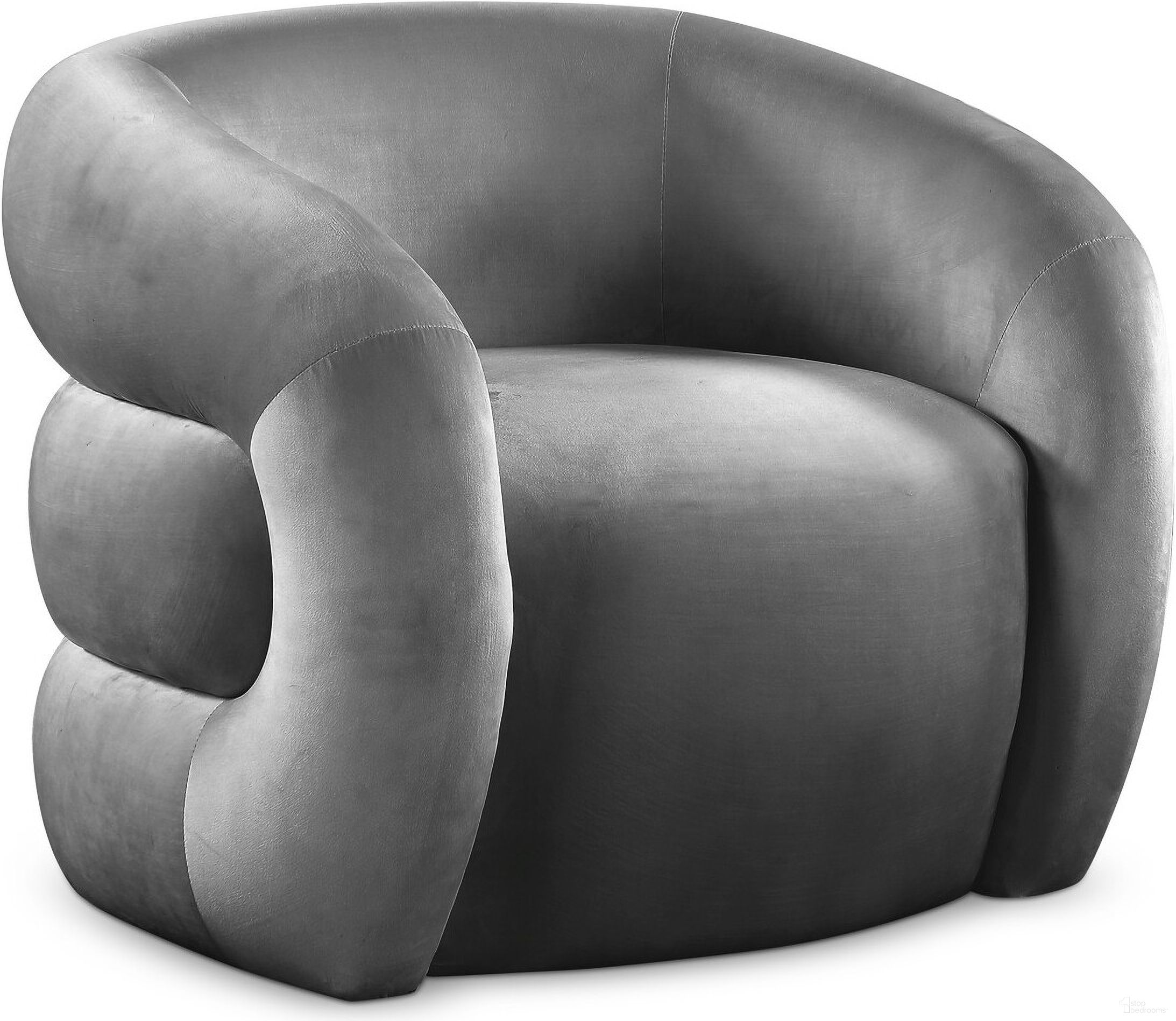 Roxbury Velvet Accent Chair In Grey