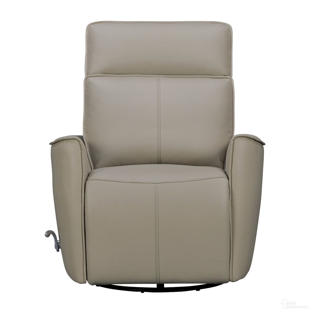 The appearance of Roxy Manual Swivel Glider Recliner In Abby Light Grey designed by Parker House in the transitional interior design. This abby light grey piece of furniture was selected by 1StopBedrooms from Roxy Collection to add a touch of cosiness and style into your home. Sku: MROX#812GS-ABLG. Material: Top Grain Leather.