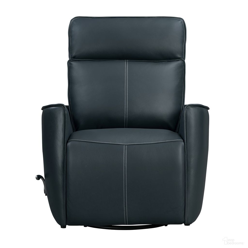 The appearance of Roxy Manual Swivel Glider Recliner In Abby Navy designed by Parker House in the transitional interior design. This abby navy piece of furniture was selected by 1StopBedrooms from Roxy Collection to add a touch of cosiness and style into your home. Sku: MROX#812GS-ABNV. Material: Top Grain Leather.