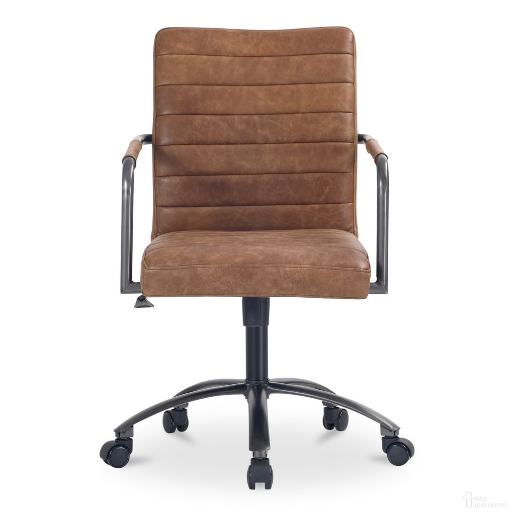 Roy Leather Office Chair In Open Road Brown