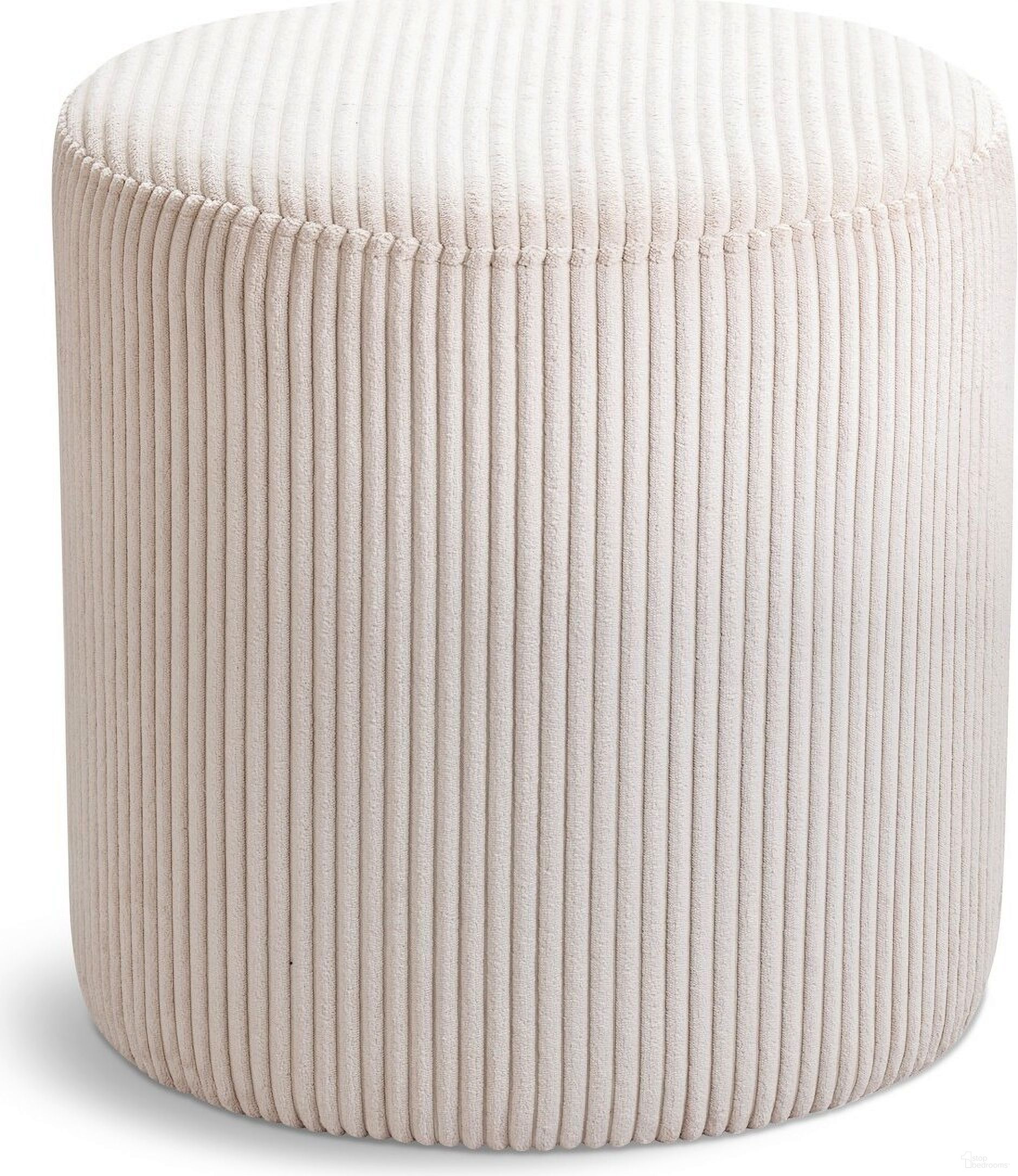 The appearance of Roy Microsuede Fabric Round Ottoman In Beige designed by Meridian in the modern / contemporary interior design. This beige piece of furniture was selected by 1StopBedrooms from Roy Collection to add a touch of cosiness and style into your home. Sku: 445Beige. Material: Plywood.