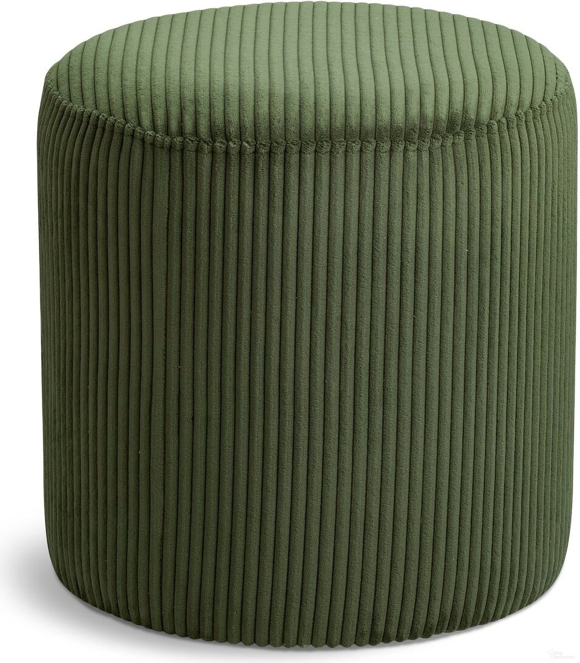 Roy Microsuede Fabric Round Ottoman In Green