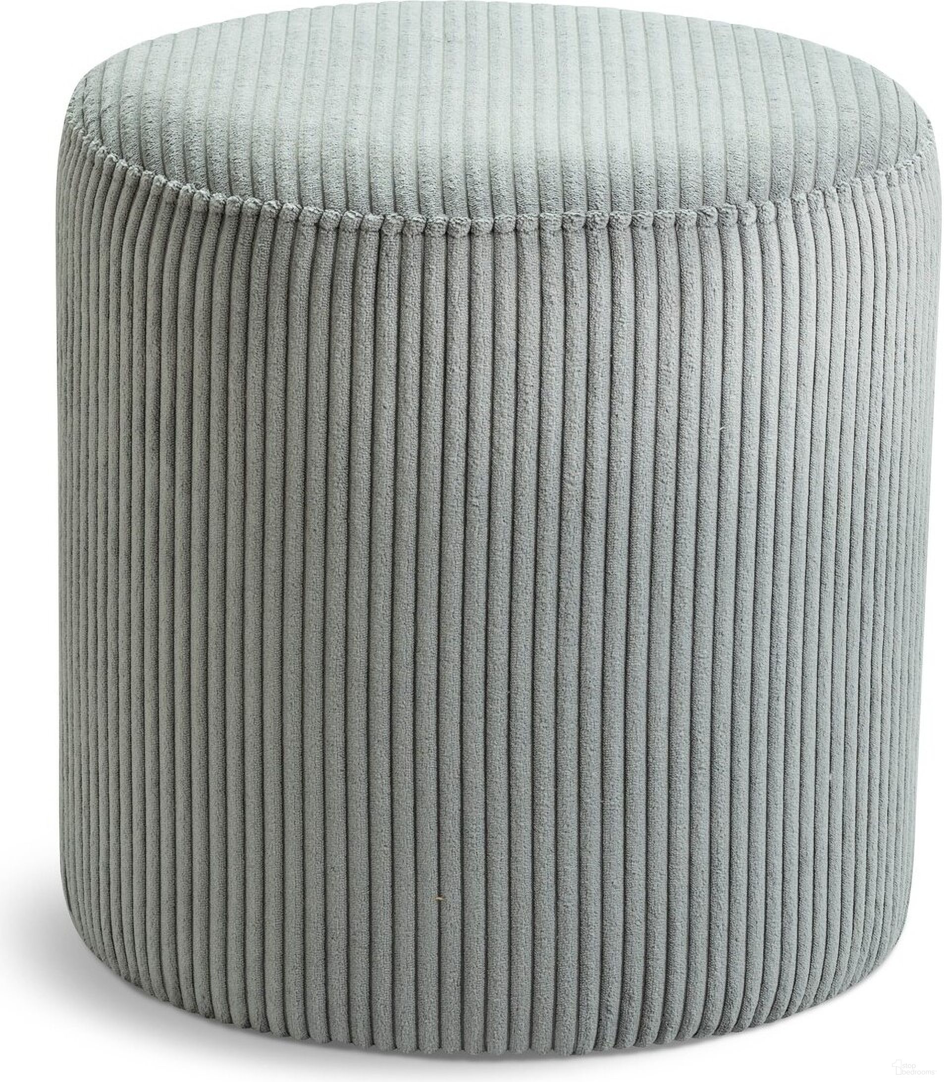 Roy Microsuede Fabric Round Ottoman In Grey