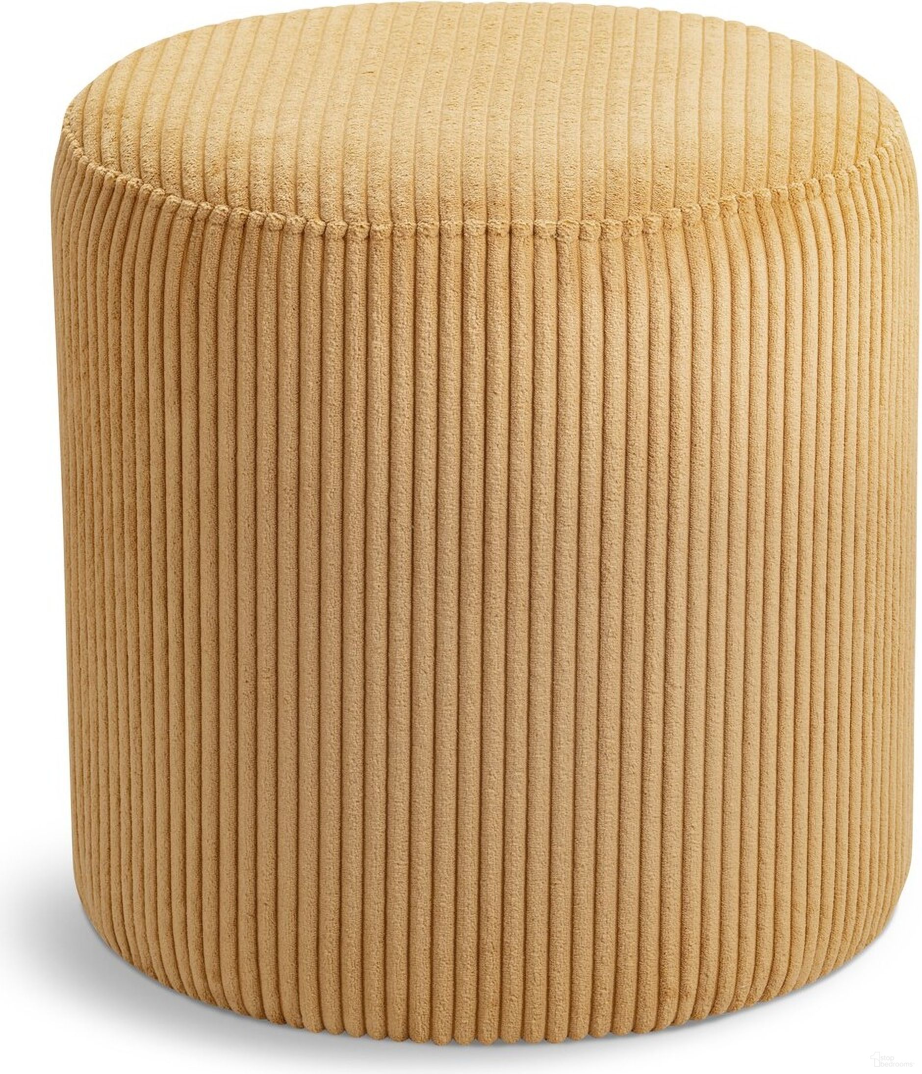 The appearance of Roy Microsuede Fabric Round Ottoman In Yellow designed by Meridian in the modern / contemporary interior design. This yellow piece of furniture was selected by 1StopBedrooms from Roy Collection to add a touch of cosiness and style into your home. Sku: 445Yellow. Material: Plywood.