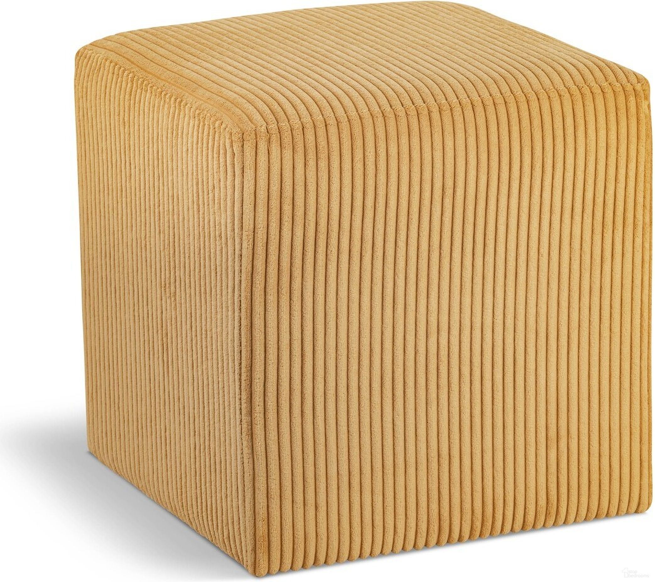 Roy Microsuede Fabric Square Ottoman In Yellow