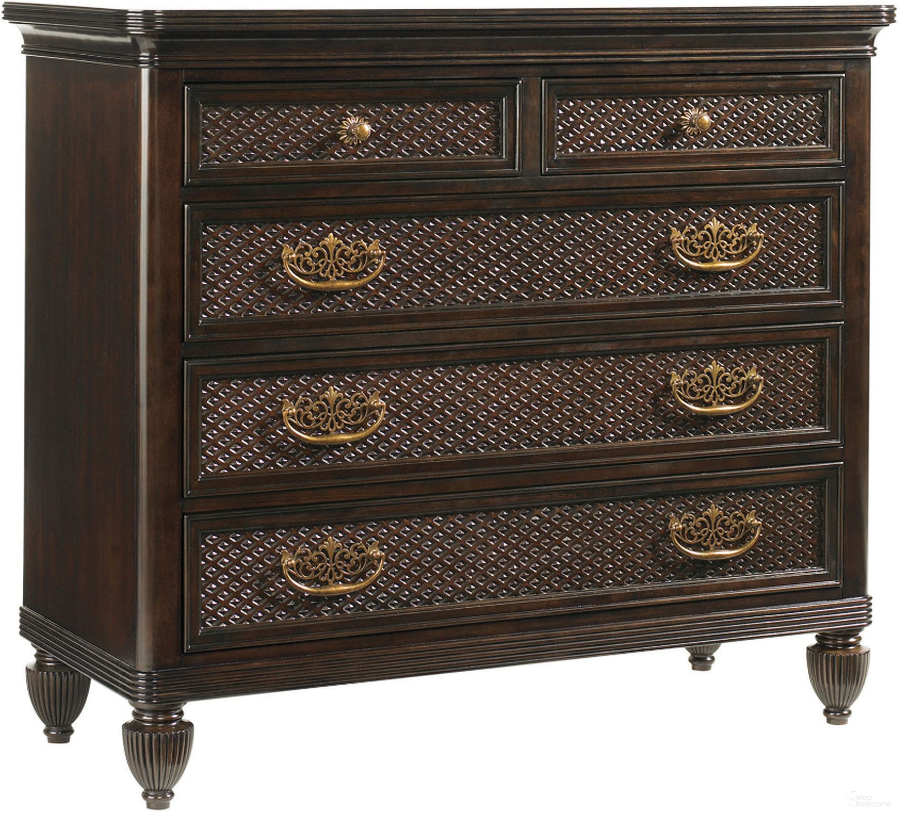 The appearance of Royal Kahala Bottega Dressing Chest In Kona designed by Tommy Bahama in the traditional interior design. This kona piece of furniture was selected by 1StopBedrooms from Royal Kahala Collection to add a touch of cosiness and style into your home. Sku: 537-222. Material: Wood.