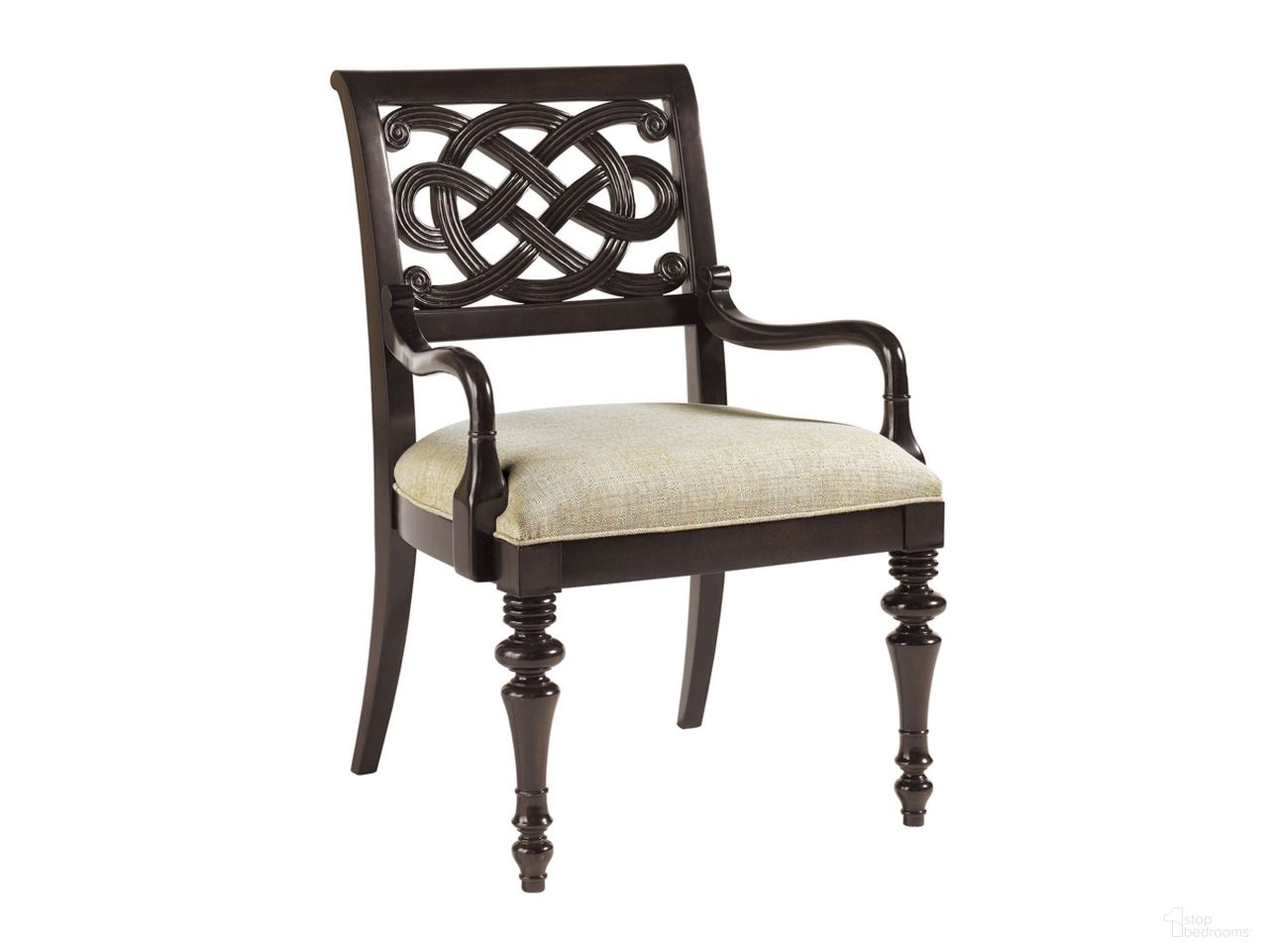 The appearance of Royal Kahala Molokai Arm Chair In Kona designed by Tommy Bahama in the traditional interior design. This kona piece of furniture was selected by 1StopBedrooms from Royal Kahala Collection to add a touch of cosiness and style into your home. Sku: 537-883-487911. Material: Wood. Chair Type: Arm Chair.