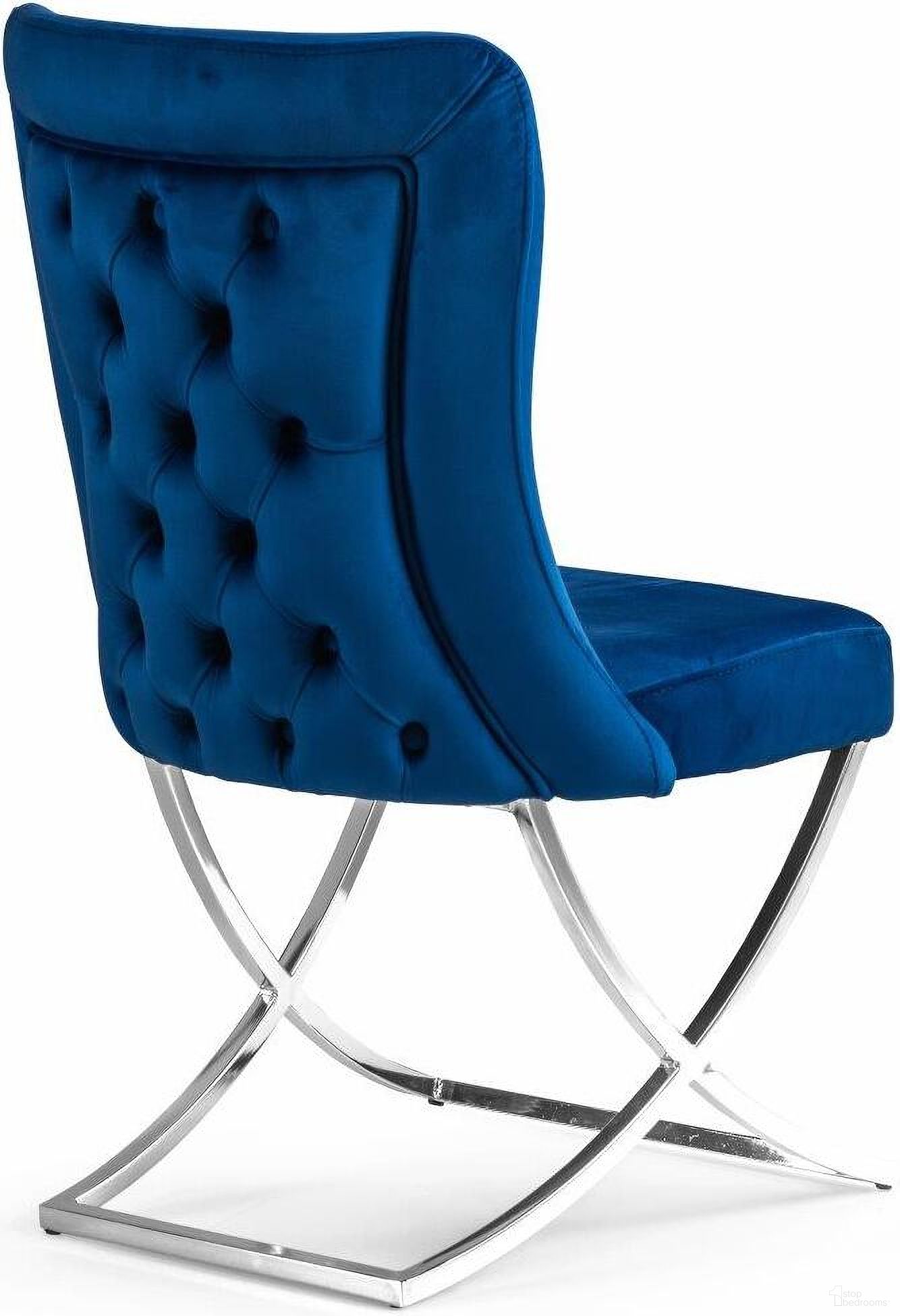 The appearance of Royal Upholstered Silver Legged Dining Chair In Silver Blue Set of 2 designed by Casamode in the modern / contemporary interior design. This silver blue piece of furniture was selected by 1StopBedrooms from Royal Collection to add a touch of cosiness and style into your home. Sku: ROL-BLU-SL-AC. Material: Wood. Chair Type: Side Chair.