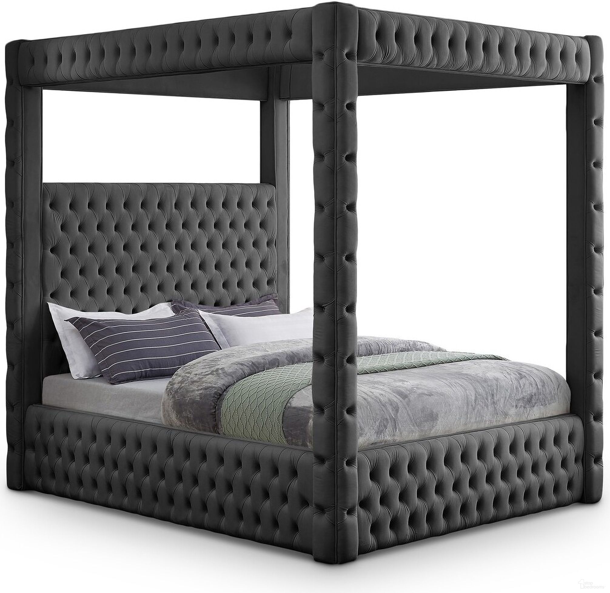 Royal Velvet King Bed In Grey