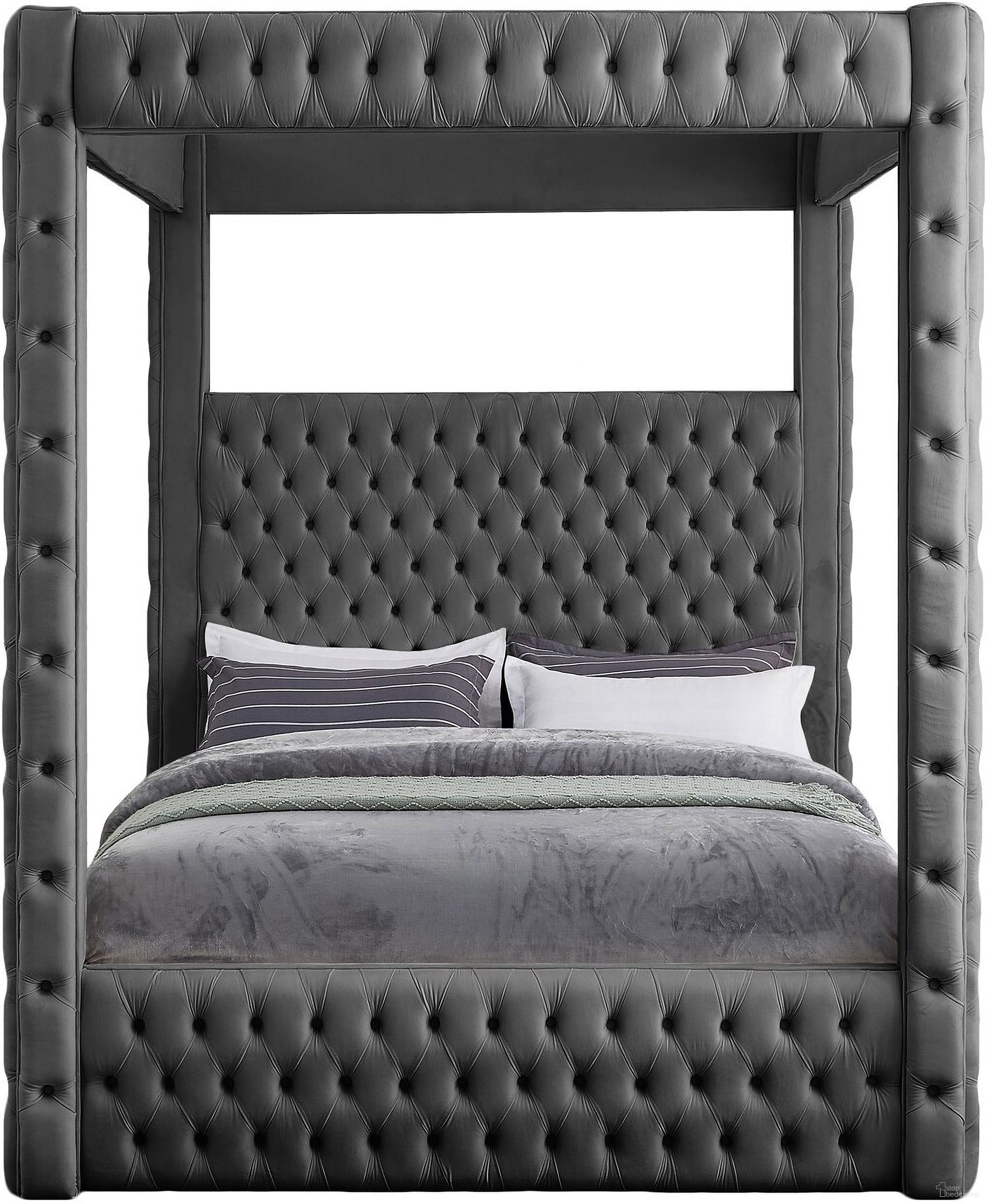Royal Velvet King Bed In Grey by Meridian | 1StopBedrooms