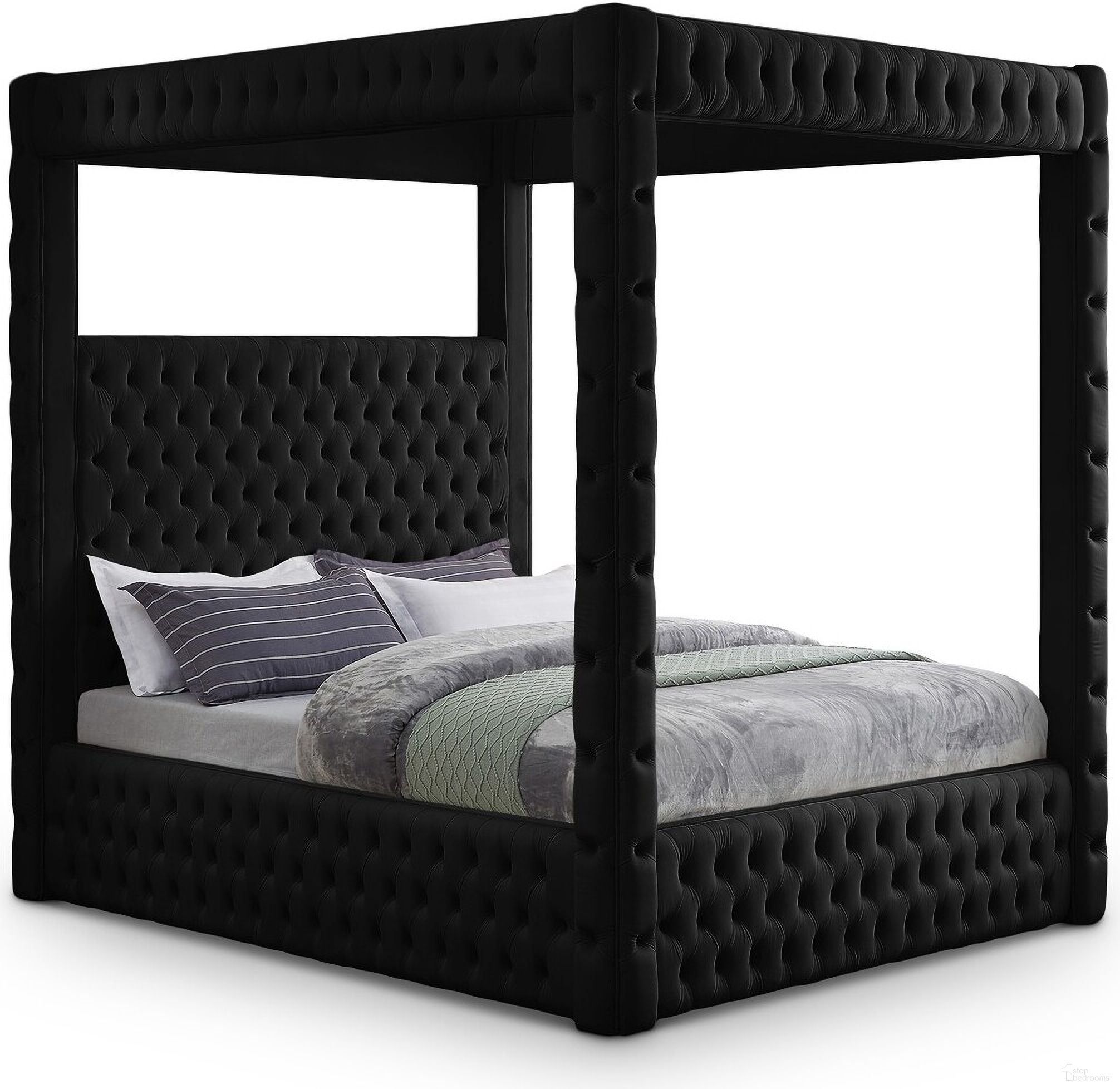 Royal Velvet Queen Bed In Black
