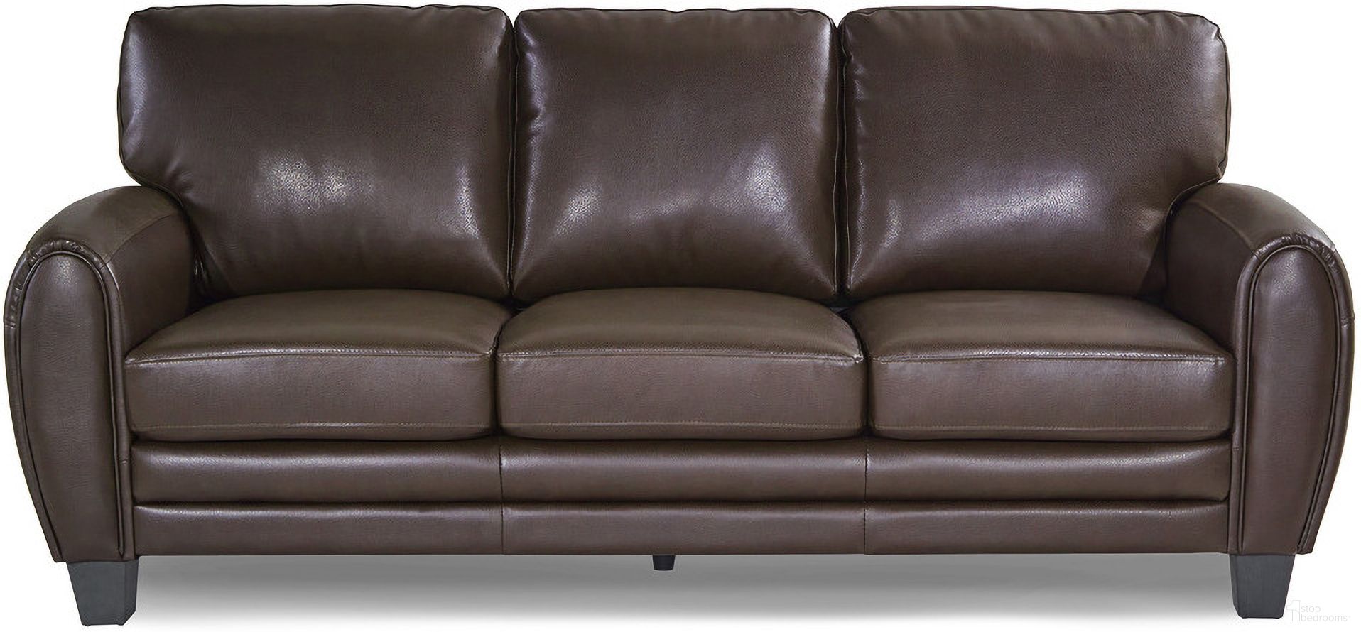 The appearance of Rubin Dark Brown Sofa designed by Homelegance in the modern / contemporary interior design. This dark brown piece of furniture was selected by 1StopBedrooms from Rubin Collection to add a touch of cosiness and style into your home. Sku: 9734DB-3. Material: Vinyl.