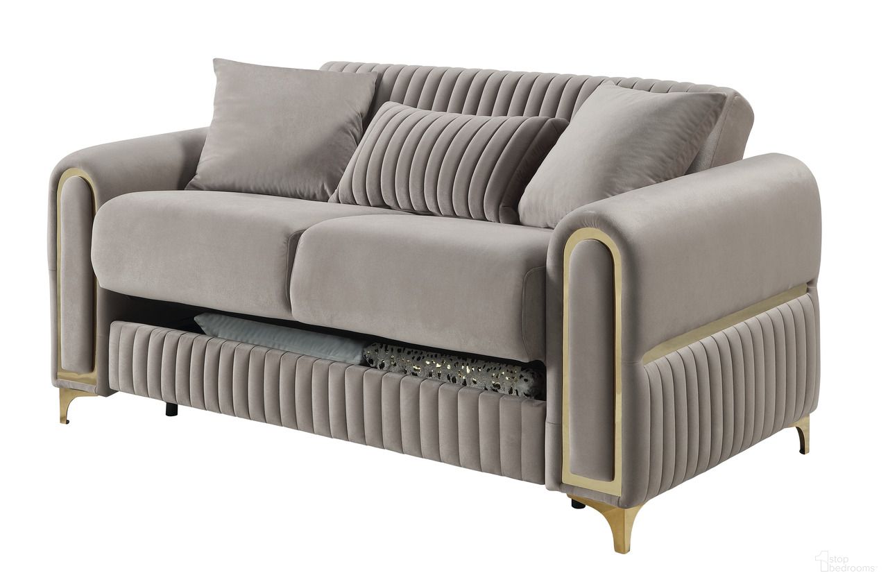 Ruby Loveseat In Taupe and Gold