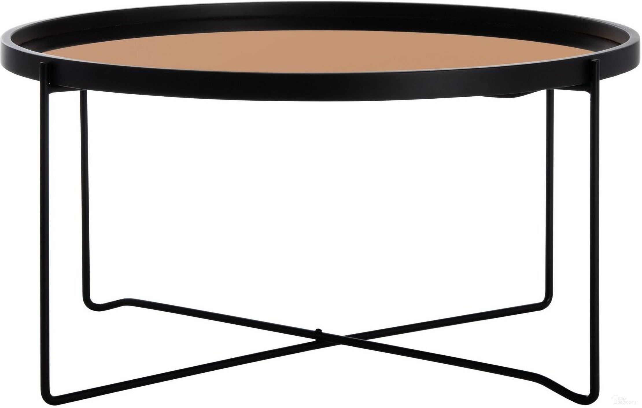 The appearance of Ruby Round Tray Top Coffee Table in Rose Gold designed by Safavieh in the modern / contemporary interior design. This rose gold piece of furniture  was selected by 1StopBedrooms from Ruby Collection to add a touch of cosiness and style into your home. Sku: COF4205A. Material: MDF.