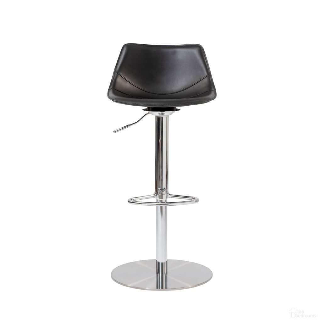 The appearance of Rudy Adjustable Swivel Counter Stool In Black designed by Euro Style in the modern / contemporary interior design. This black piece of furniture was selected by 1StopBedrooms from Rudy Collection to add a touch of cosiness and style into your home. Sku: 05204BLK. Material: Leather.